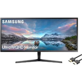 SAMSUNG 34" Class Ultrawide Monitor with 21:9 Wide Screen, LED WQHD(3,440 x 1,440) Display, 4ms Response, 75Hz, FreeSync, Display Port, HDMI, with MTC HDMI Cable