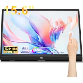 Kenowa Touchscreen Portable Monitor 15.6 Inch FHD IPS 1080P USB C HDMI External Monitor for Laptop/PC/Mac/Xbox/PS4/5/Switch/Phone Built-in Speakers and Stands