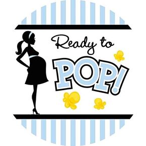 Classic Ready to Pop Stickers | 40 Stickers | 2 Inches Round | Ready To Pop Baby Shower Stickers for Popcorn | Ready to Pop Stickers (Blue)