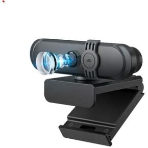 1080P Webcam by Totality Phases of Life - with a Microphone for Video Calling/Meetings/Teaching, HD 30fps Web Camera with Sliding Privacy Cover, USB-A Cable, for Zoom/Skype/Facetime, Black
