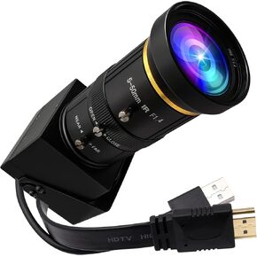 4K USB HDMI Camera Manual Zoom Webcam for Computer Mini Lightburn Camera for Laser Engraver H.264 Telescope USB Security Camera 4K 30fps Octoprint Monitoring 3D Printer Camera for Raspberry Pi