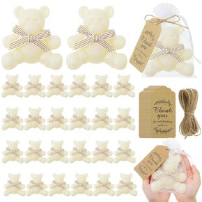 24 Sets 3.6 Inch large Bear Soaps Baby Shower Favors with 24 Organza Bags 24 Thank You Gift Tags Handmade Cute Bear Soaps bulk for Baby Shower Wedding Gender Reveal Party Guests Gift