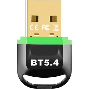 USB Bluetooth 5.4 Adapter for PC 2024, Plug & Play Bluetooth Dongle Receiver BR+EDR+BLE+LMP13.X, Long Range Support Windows 11/10/8.1 for Desktop Laptop PS/Xbox Keyboard Mouse Headset (Green)