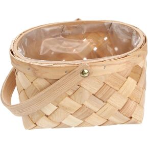 Wooden Easter Basket Natural Rattan Basket Houseware Storage Basket Wicker Woven Basket Flower Basket Storage Baskets Wood Chip Woven Woodchip Basket Baby Bamboo Storage Box Boy