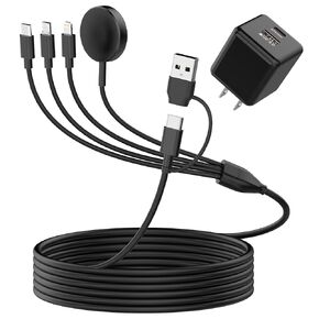 كابل شاحن ساعة سريع 4 في 2 USB C لشاحن ساعة سامسونج جالاكسي، قاعدة شحن محمولة لساعة سامسونج جالاكسي 5/5 برو/4/4 كلاسيك/3/أكتيف 2/أكتيف، جالاكسي S23/S22/S20 Galaxy Buds iOS 6FT in Kuwait