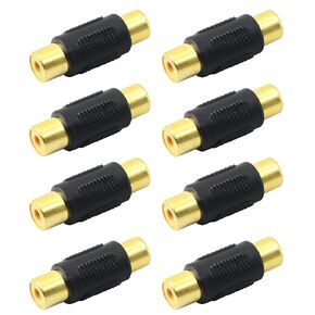 PNGKNYOCN RCA Female to Female Coupler Gold Plated RCA Audio Video Cables Adapter Extender for Speaker,RCA Cable,Amplifier(8-Pack)