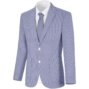 Mens Seersucker Suit Jacket Casual Summer Blazer Slim Fit Sport Coats Suits Jackets Wedding Prom Tuxedo Blazers