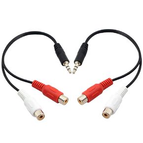 PNGKNYOCN 3.5mm to 2RCA Audio Cable 2 Pack 1/8 Mini Plug Male to 2 RCA Female Stereo Audio Y Adapter Cable for Smartphones, Tablets, Home Theater(20cm)