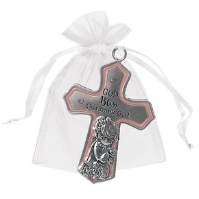 Ganz Ornate Crib Cross Baby Boy Baptism Gifts for Boy, Christening Gifts for Boys, Baptismal Gifts for Boys, Baby Shower Crib Medal Praying Boy, God Bless Our Baby Boy Nursery Wall Cross Décor