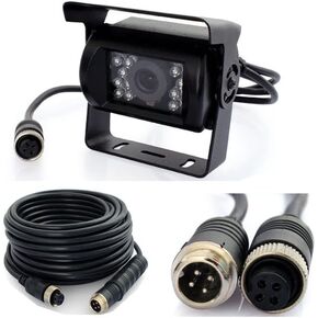 4 Pin Vehicle Backup Camera 12V-24V,18 LED IR Night Vision CCD Car Rear View Parking Reverse Camera + 4Pin Connector 20m/65ft Extension Cable for Bus Truck Camper Lorry Heavy Duty Motorhome