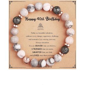 Natural Stone Bracelets Gifts for Women Girls, 50th 60th 70th 80th Birthday Gifts for Her Friend Wife Grandma Sister Bead Bracelet Inspirational Gifts for Women, Mom Gifts from Daughter