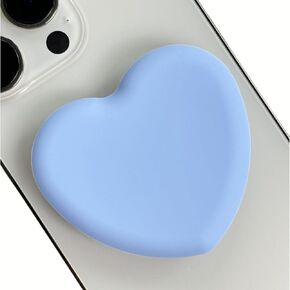 Cute Heart Shape Silicone Cover Expandable and Collapsible Mobile Phone Grip Stand Holder for Phone Tablet Cell Phone Accessory (Blue)