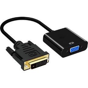 DVI-D Male to VGA Female Converter Adaptor with 3.5 mm Audio Cable Power Cable Suitable Support for TV Display/Projectors Monitors, Computer, Desktop, Laptop, Black