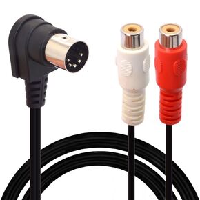 Din 5 Pin to RCA Cable. 90 Degree Right Angle 5 Pin Din Male Plug to 2 RCA Female Professional Grade Audio Cable Adapter for Bang & Olufsen, Naim, Quad, Stereo Systems (50 cm / 1.6 FT)
