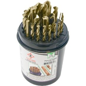 Cle-Line C10629 1/16 in.-1/2 in. Gold Oxide Finish Cobalt 118-Degree Split Point Twist Drill Bit Set (29-Piece Set)