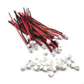 20 Sets Mini Micro JST-PH 2.0mm 2 Pin Male Connector with 10cm Silicone Wire Cables and Female Socket JST PH 2.0 Connector Kit