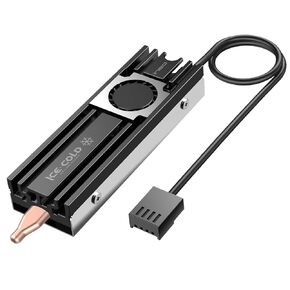 ineo Aluminum M.2 2280 SSD Heatsinks with 20mm Fan and Pure Cooper Strip for M.2 NVME SSD [C2600 FAN]