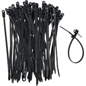 Mount Cable Tie ZZLZX 100PCS 5x200mm Black Screw Down Nylon Cable Zip Ties with Screw Mounting Hole