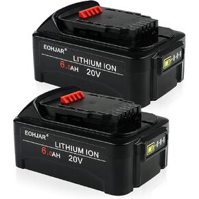 2Packs 20V 6.0 Ah Replacement Battery Compatible with Dewalt 20 Volt Battery Max XR Lithium ion DCB200 DCB204 DCB206 DCB180 DCD985B DCD771C2 DCS355D1 DCD790B