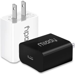 2 Pack 20W USB C Wall Charger, Miady Fast Charger Block Adapter Compatible for iPhone 14/14 Pro/14 Pro Max/13/13Pro/12/12 Pro, iPad AirPods Pro and More (Cable Not Included)
