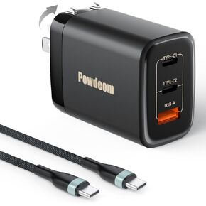 67W USB C Wall Charger, GaN III Compact and Foldable Fast Wall Charger Block for MacBook Pro/Air, iPhone 15/14, iPad, Galaxy, Pixel, Steam Deck, Dell XPS, Laptop, and More