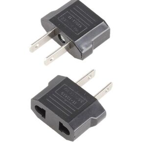 E-U4113619AK European to USA American Outlet Plug Adapter (Black, 2-Pack)