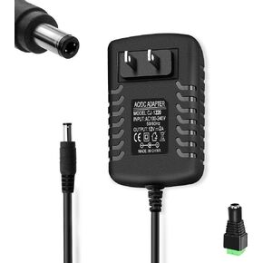 محول تيار متردد 12 فولت 2 أمبير 100-240 فولت 50-60 هرتز تيار متردد إلى تيار مستمر 12 فولت 2 أمبير، محول تيار متردد، قابس مخرج تيار مستمر 5.5 مم × 2.5 مم وطرف واحد، سلك طاقة [4.9 قدم/1.5 م]، أسود in Kuwait