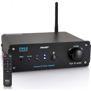 PYLE 100W Bluetooth Audio Stereo Amplifier - 110/240V, 2 Ch.Pro Audio Desktop Amp w/ Direct-to-Computer Connection via USB Port & Hi-Fi System/TWS Function, w/ Rotary Volume Control - Pyle PDA46BT
