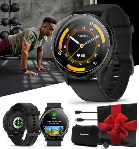PlayBetter Garmin Venu 3S (Soft Gold/French Gray) Fitness GPS Smartwatch Gift Box Bundle - AMOLED Touchscreen, 10 Days of Battery & On-Wrist Texting - includes Screen Protectors, Wall Adapter & Case in Saudi Arabia