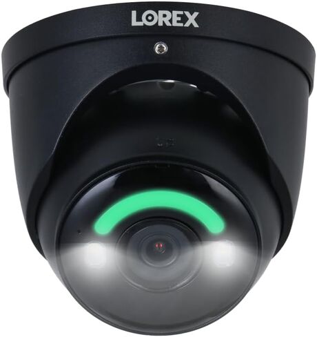 كاميرا Lorex 4K 8MP IP سلكية ذات قبة معدنية خارجية/داخلية - إضاءة أمنية ذكية، كشف الحركة الذكي، صفارة الإنذار، معزز للرؤية الليلية الملونة، التحدث في اتجاهين، IP67 مقاوم للطقس (أسود) in Saudi Arabia