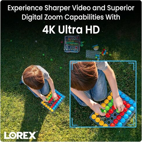 كاميرا Lorex 4K 8MP IP سلكية ذات قبة معدنية خارجية/داخلية - إضاءة أمنية ذكية، كشف الحركة الذكي، صفارة الإنذار، معزز للرؤية الليلية الملونة، التحدث في اتجاهين، IP67 مقاوم للطقس (أسود) in Saudi Arabia