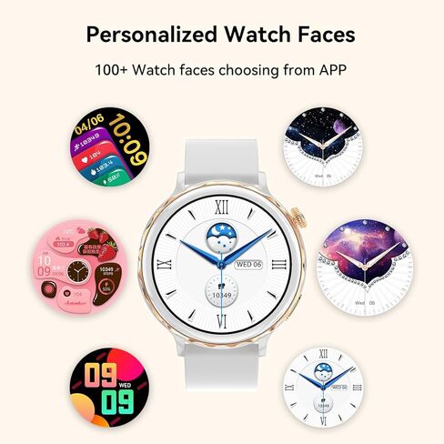 ساعات ذكية للنساء (الرد/إجراء مكالمة)، IP67 عداد الخطى مقاوم للماء 1.32 بوصة عالي الدقة لتتبع اللياقة البدنية في الهواء الطلق مع معدل ضربات القلب/أكسجين الدم/مراقبة النوم، متوافقة مع هواتف iOS Android in Kuwait