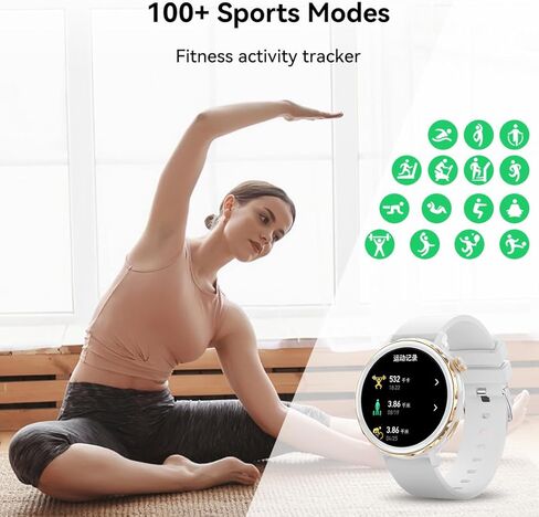 ساعات ذكية للنساء (الرد/إجراء مكالمة)، IP67 عداد الخطى مقاوم للماء 1.32 بوصة عالي الدقة لتتبع اللياقة البدنية في الهواء الطلق مع معدل ضربات القلب/أكسجين الدم/مراقبة النوم، متوافقة مع هواتف iOS Android in Kuwait