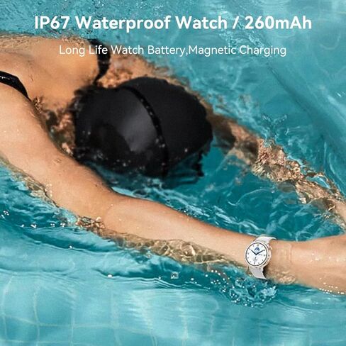 ساعات ذكية للنساء (الرد/إجراء مكالمة)، IP67 عداد الخطى مقاوم للماء 1.32 بوصة عالي الدقة لتتبع اللياقة البدنية في الهواء الطلق مع معدل ضربات القلب/أكسجين الدم/مراقبة النوم، متوافقة مع هواتف iOS Android in Kuwait