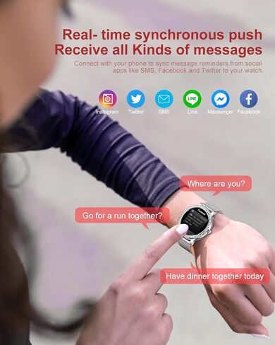 Smart Watch Women Bluetooth Calls for Android iOS Sport Fitness Activity Tracker 1.32" HD Full Touch Screen Women Smartwatch Healthy Monitor Ladies Silver Mesh Smart Watch Grey Silicone in Saudi Arabia