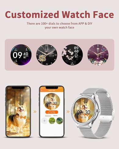 Smart Watch Women Bluetooth Calls for Android iOS Sport Fitness Activity Tracker 1.32" HD Full Touch Screen Women Smartwatch Healthy Monitor Ladies Silver Mesh Smart Watch Grey Silicone in Saudi Arabia