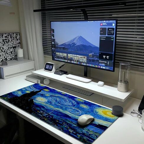 حقل القمح من Van Gogh مع لوحة ماوس السرو، لوحة ماوس ألعاب كبيرة ممتدة مقاس XL كبيرة الحجم وطويلة وحواف مخيطة مقاس 31.5 × 11.8 بوصة للمكتب المنزلي in Kuwait