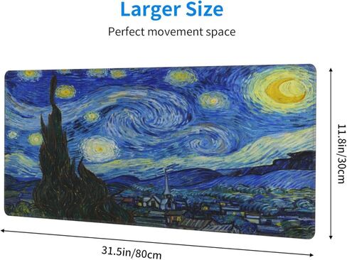حقل القمح من Van Gogh مع لوحة ماوس السرو، لوحة ماوس ألعاب كبيرة ممتدة مقاس XL كبيرة الحجم وطويلة وحواف مخيطة مقاس 31.5 × 11.8 بوصة للمكتب المنزلي in Kuwait