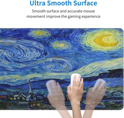 حقل القمح من Van Gogh مع لوحة ماوس السرو، لوحة ماوس ألعاب كبيرة ممتدة مقاس XL كبيرة الحجم وطويلة وحواف مخيطة مقاس 31.5 × 11.8 بوصة للمكتب المنزلي in Kuwait