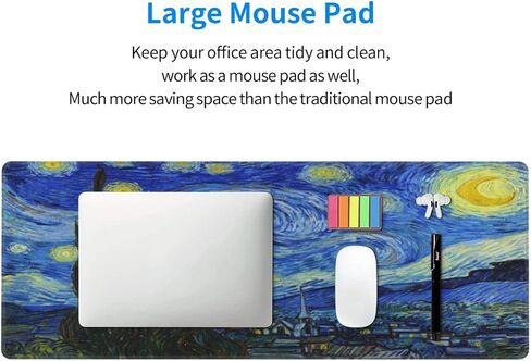حقل القمح من Van Gogh مع لوحة ماوس السرو، لوحة ماوس ألعاب كبيرة ممتدة مقاس XL كبيرة الحجم وطويلة وحواف مخيطة مقاس 31.5 × 11.8 بوصة للمكتب المنزلي in Kuwait