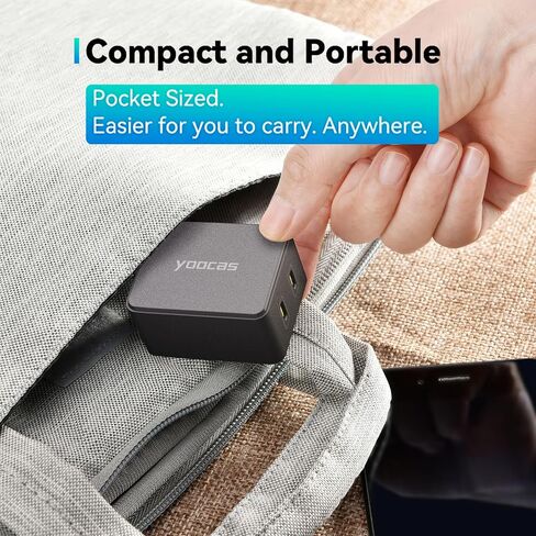 65W USB C Wall Charger, Fast Travel Charger, PD3.0 GaN III Charger with Foldable Plug, Compatible with iPhone 15 Pro/14 Pro Max/13/12, iPad Pro, MacBook Pro, Galaxy S23 Ultra/S22 and More in Saudi Arabia