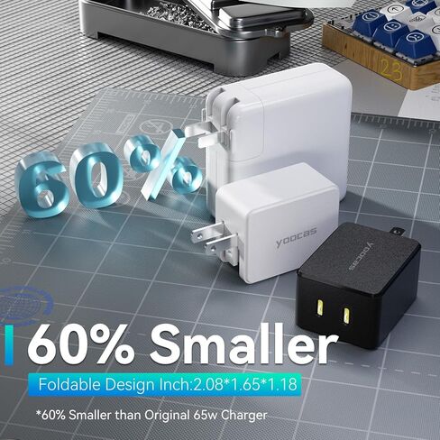 65W USB C Wall Charger, Fast Travel Charger, PD3.0 GaN III Charger with Foldable Plug, Compatible with iPhone 15 Pro/14 Pro Max/13/12, iPad Pro, MacBook Pro, Galaxy S23 Ultra/S22 and More in Kuwait