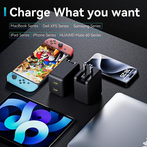 65W USB C Wall Charger, Fast Travel Charger, PD3.0 GaN III Charger with Foldable Plug, Compatible with iPhone 15 Pro/14 Pro Max/13/12, iPad Pro, MacBook Pro, Galaxy S23 Ultra/S22 and More in Saudi Arabia