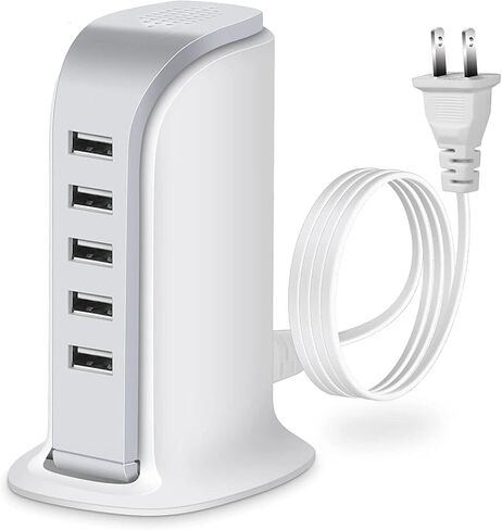 موزع USB بـ 5 منافذ، موزع USB للبيانات مع كابل، موسع منافذ USB متعدد للمنزل والمكتب وأساسيات السكن، أبيض in Saudi Arabia