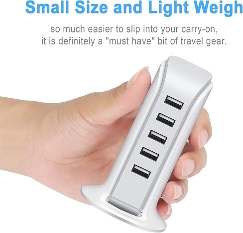 موزع USB بـ 5 منافذ، موزع USB للبيانات مع كابل، موسع منافذ USB متعدد للمنزل والمكتب وأساسيات السكن، أبيض in Saudi Arabia