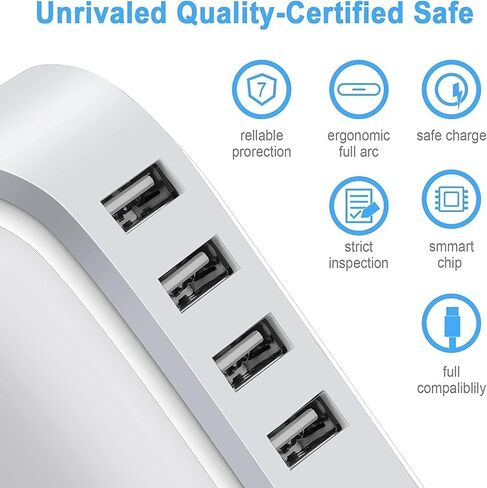 موزع USB بـ 5 منافذ، موزع USB للبيانات مع كابل، موسع منافذ USB متعدد للمنزل والمكتب وأساسيات السكن، أبيض in Saudi Arabia