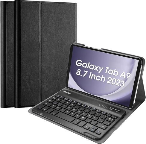 حافظة لوحة المفاتيح ProCase لجهاز Galaxy Tab A9 8.7 بوصة 2023 (الطراز: SM-X110/X115/X117)، حافظة جلدية PU مع لوحة مفاتيح لاسلكية مغناطيسية قابلة للفصل لجهاز Galaxy Tab A9 8.7 بوصة - أسود in Saudi Arabia