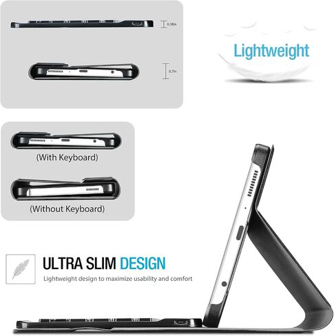 حافظة لوحة المفاتيح ProCase لجهاز Galaxy Tab A9 8.7 بوصة 2023 (الطراز: SM-X110/X115/X117)، حافظة جلدية PU مع لوحة مفاتيح لاسلكية مغناطيسية قابلة للفصل لجهاز Galaxy Tab A9 8.7 بوصة - أسود in Saudi Arabia