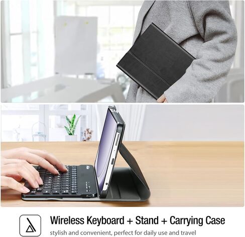حافظة لوحة المفاتيح ProCase لجهاز Galaxy Tab A9 8.7 بوصة 2023 (الطراز: SM-X110/X115/X117)، حافظة جلدية PU مع لوحة مفاتيح لاسلكية مغناطيسية قابلة للفصل لجهاز Galaxy Tab A9 8.7 بوصة - أسود in Saudi Arabia