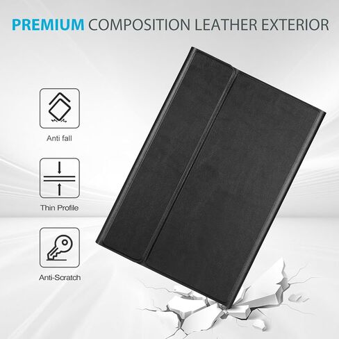 حافظة لوحة المفاتيح ProCase لجهاز Galaxy Tab A9 8.7 بوصة 2023 (الطراز: SM-X110/X115/X117)، حافظة جلدية PU مع لوحة مفاتيح لاسلكية مغناطيسية قابلة للفصل لجهاز Galaxy Tab A9 8.7 بوصة - أسود in Saudi Arabia